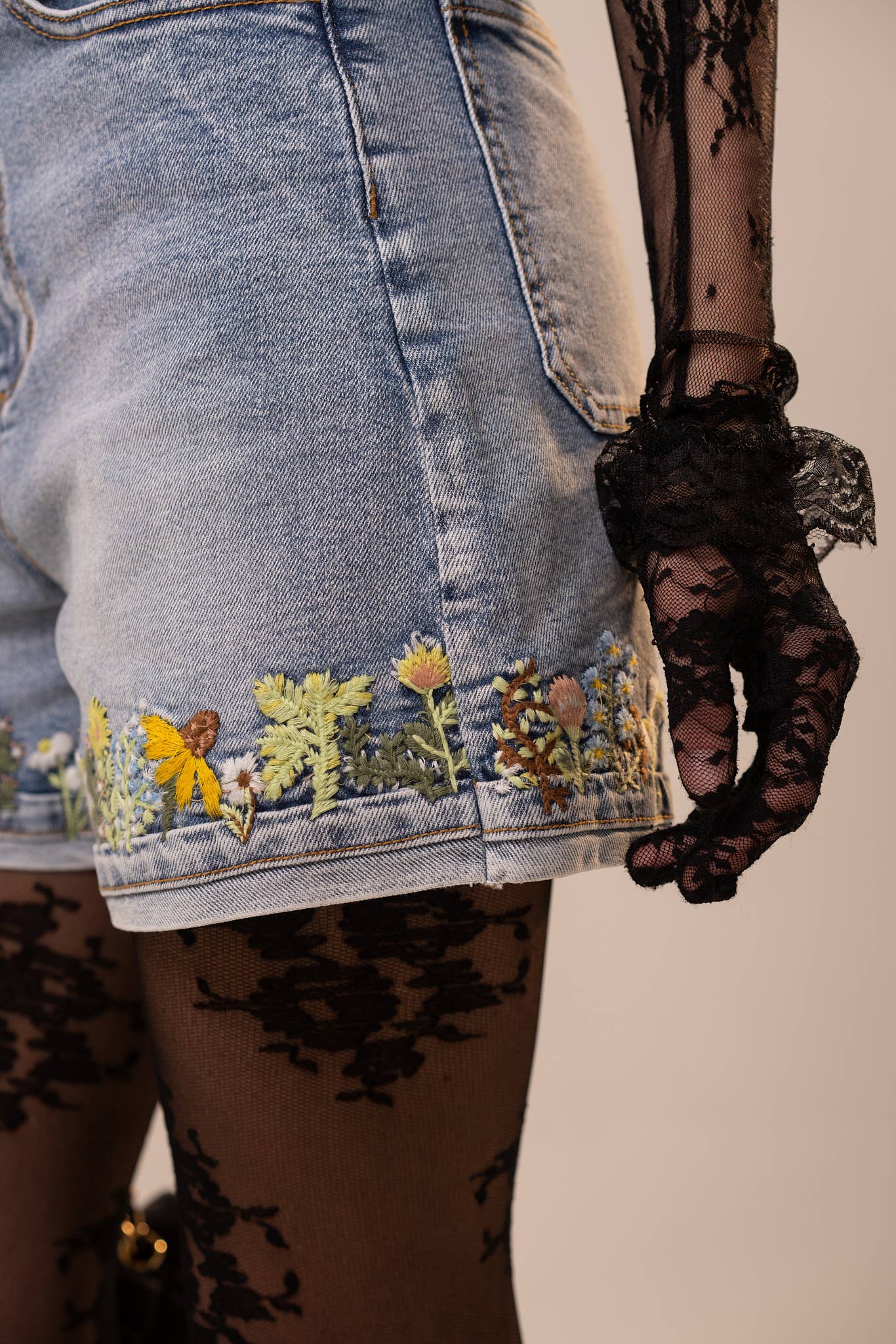 Joanie Embroidered Jean Shorts