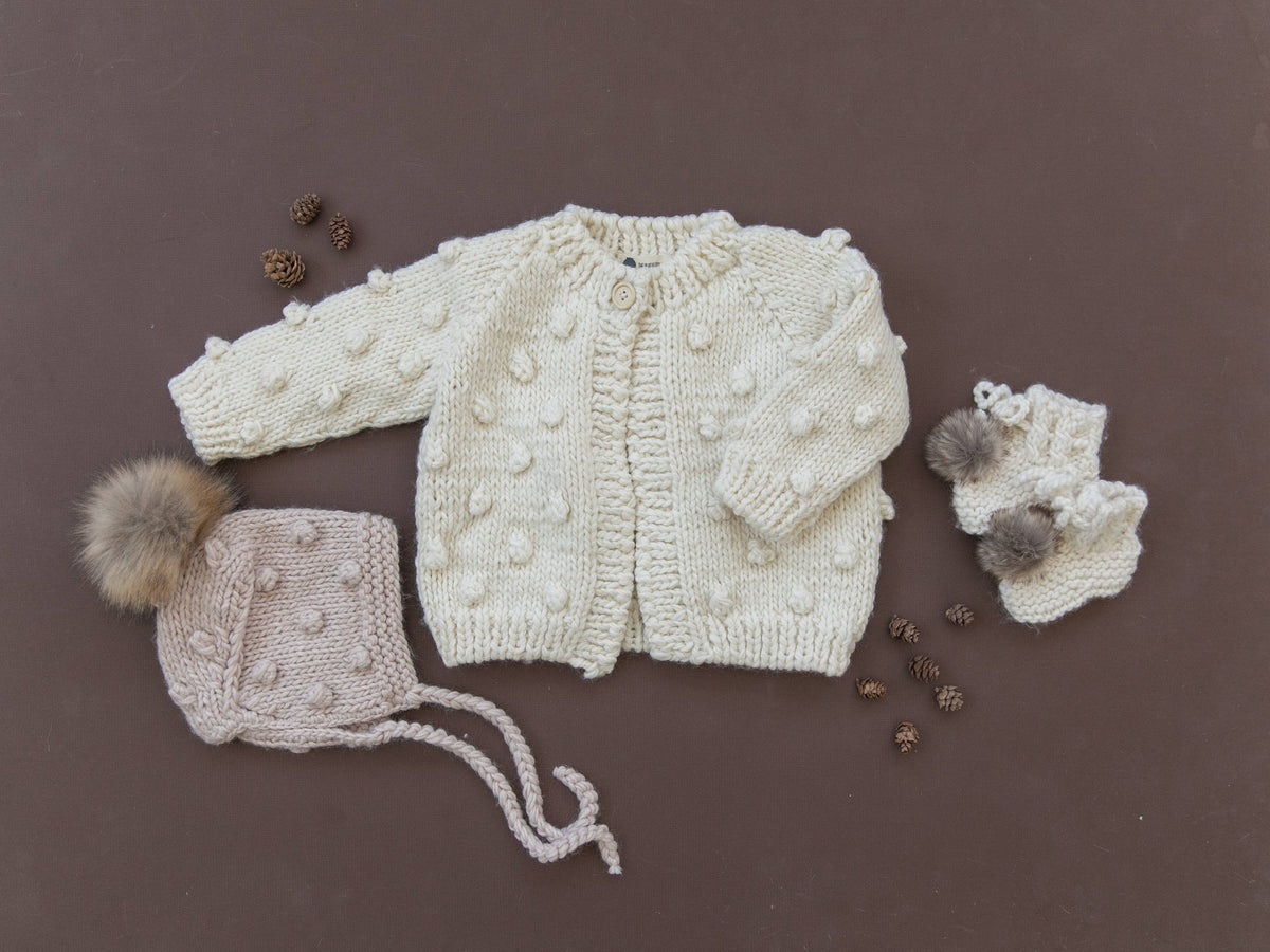 Popcorn Cardigan Cream Baby Sweater Kids Clothing Christmas: 12-24 mths