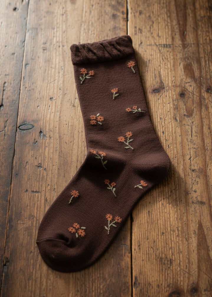 Ditsy Socks-Brown
