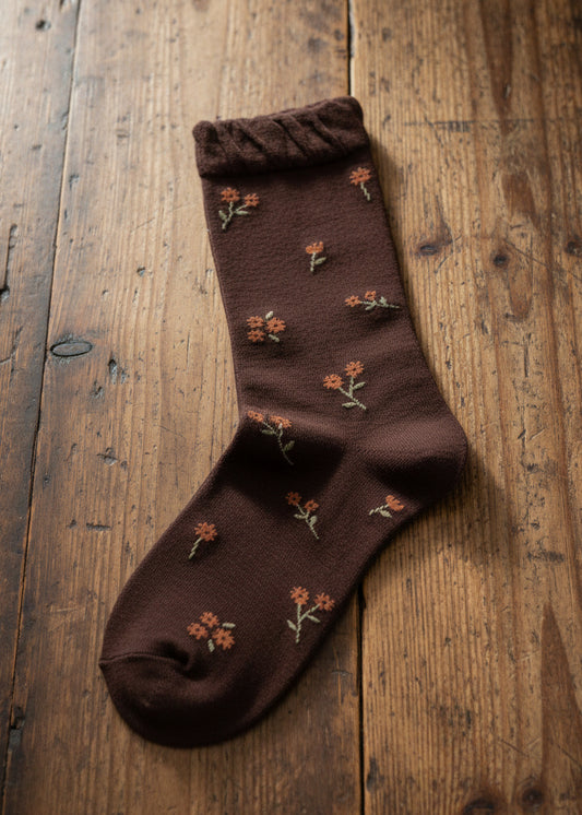 Ditsy Socks-Brown