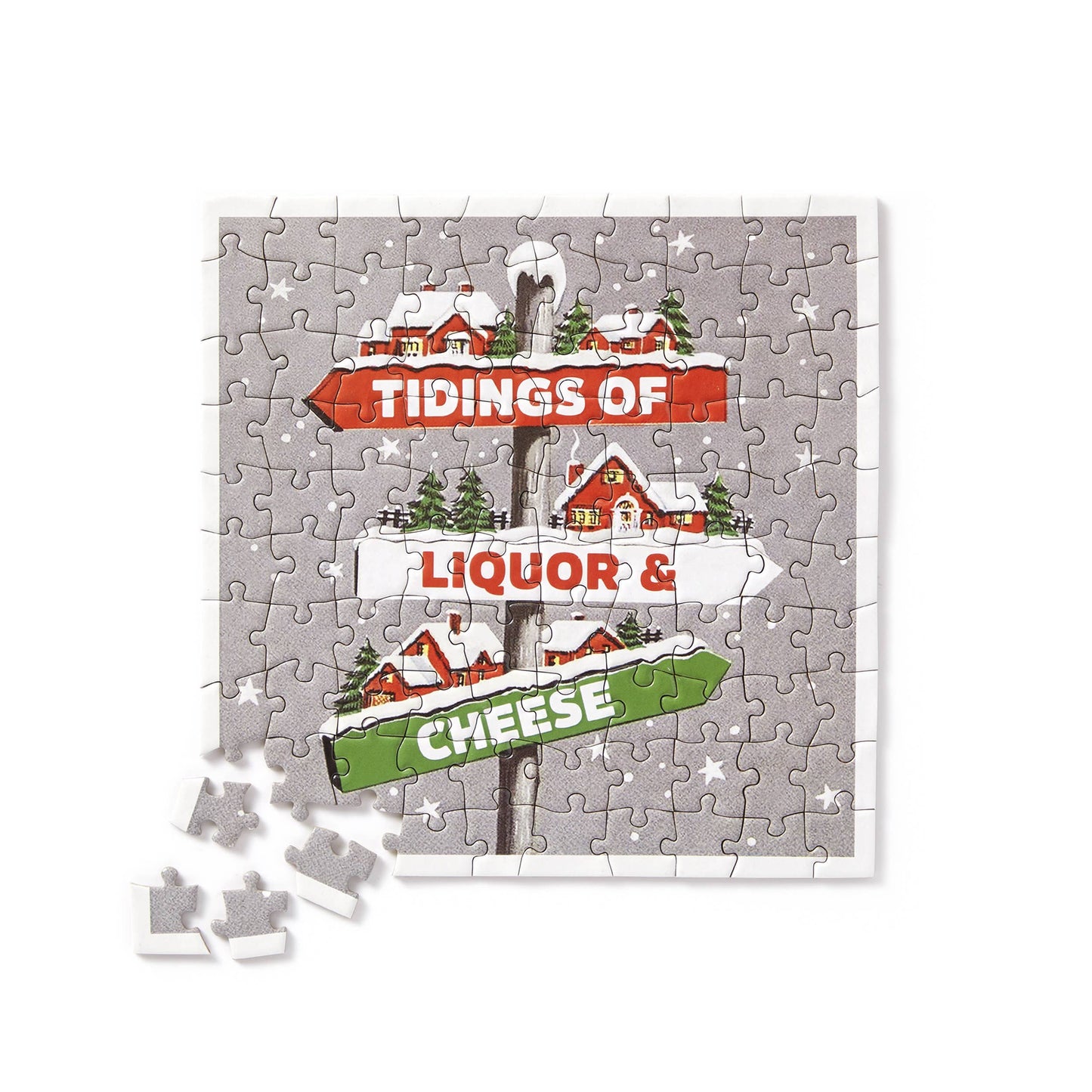 Brass Monkey Tidings of Liquor & Cheese 100 Piece Mini Puzzle