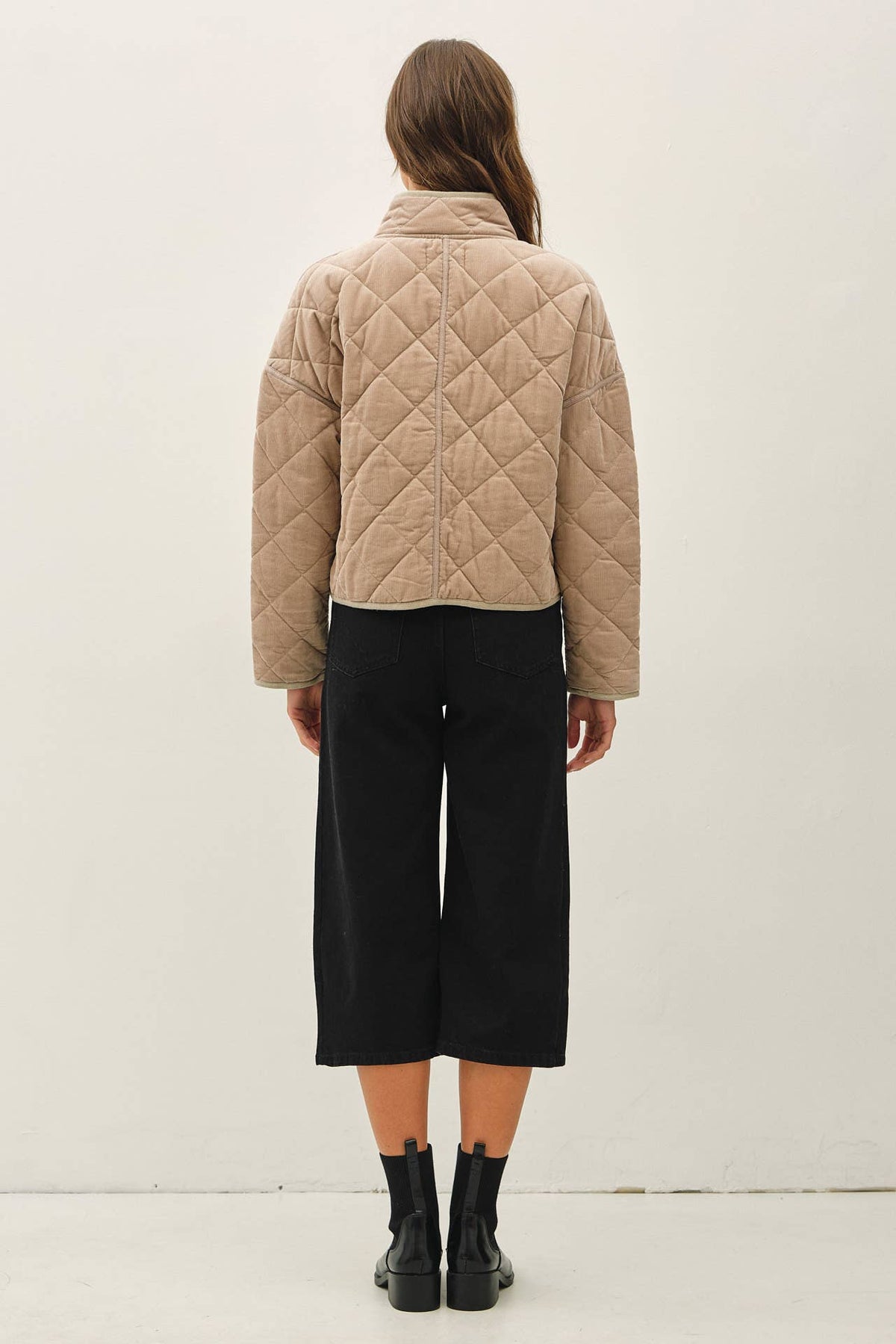 CORDUROY QUILTING CROPPED JACKET : TEA ROSE / L
