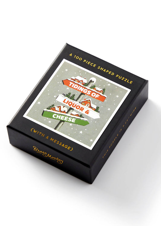 Brass Monkey Tidings of Liquor & Cheese 100 Piece Mini Puzzle