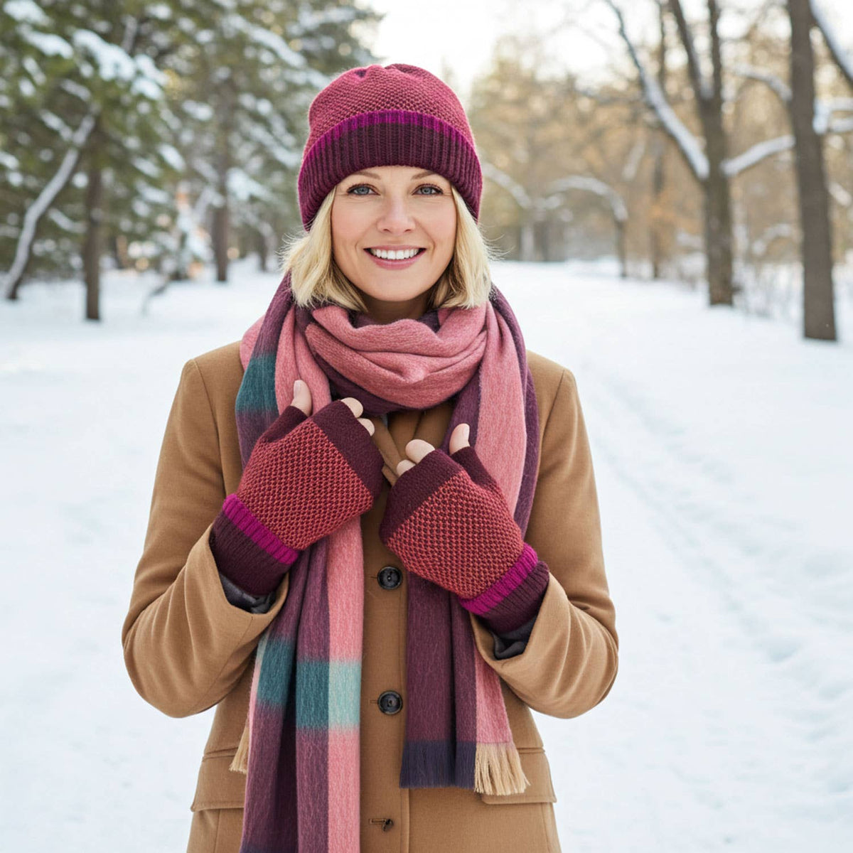 Sangria Alpaca Plaid Scarf