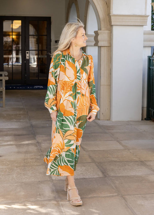 Golden Tropic Maxi Dress-One Size