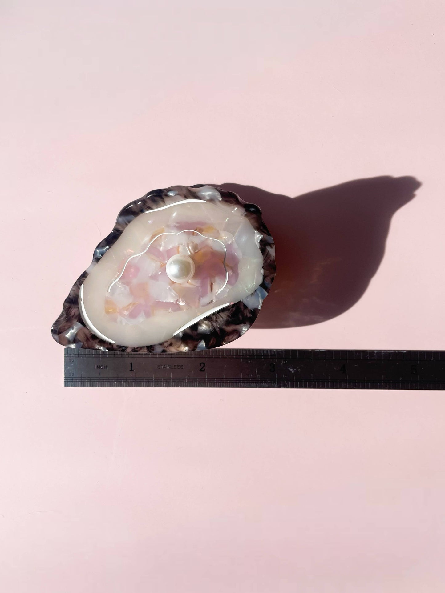 Oyster Claw Clip // Cellulose Acetate with Pearl detail