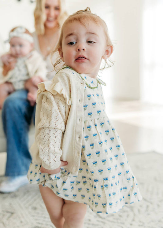 Ruffle Floral Embroidered Baby Sweater Cardigan