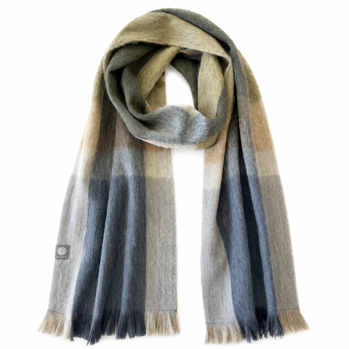 Olive Plaid Alpaca Scarf