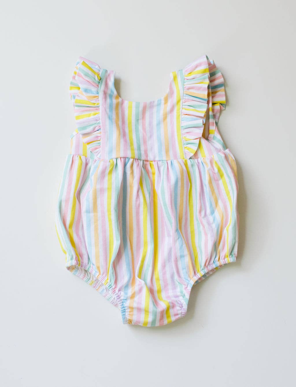 Amelia Romper in Pastel Stripe