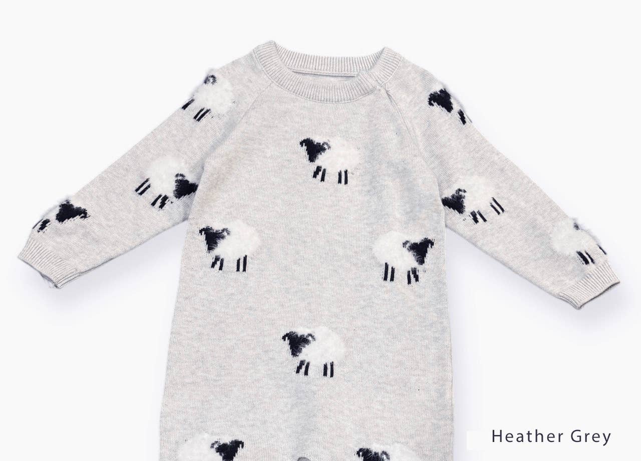 Furry Sheep Jacquard Knit Baby Jumpsuit