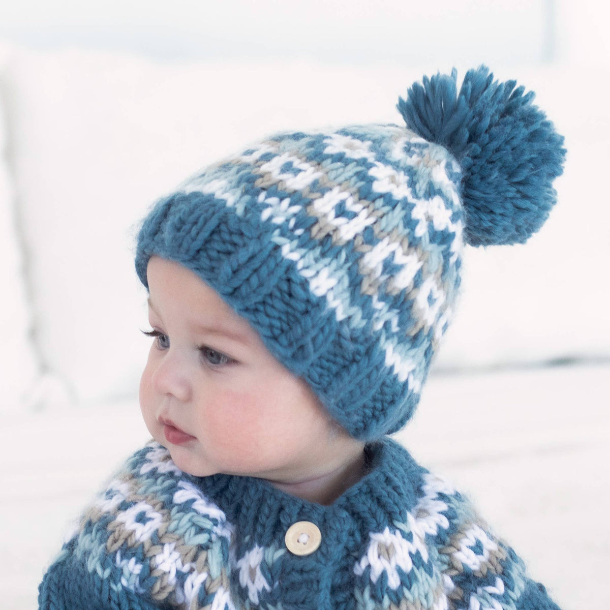 Fairisle Slate Beanie Hat Baby & Kids: Medium (6-24 months)