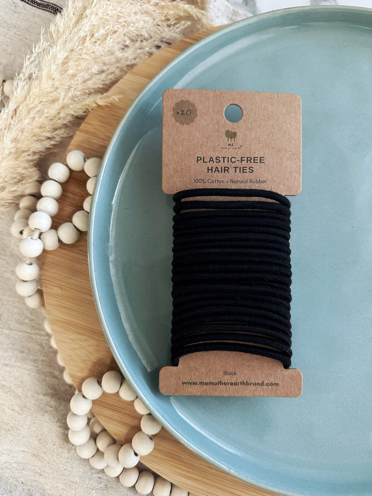 Cotton + Rubber Hair Ties: Black
