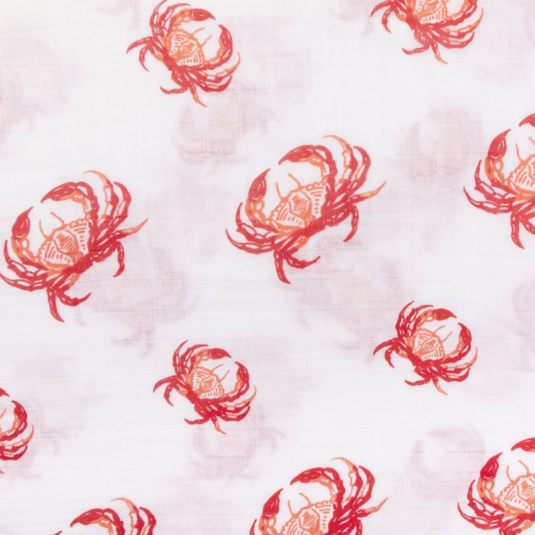 Pink Crab Muslin Swaddle Blanket