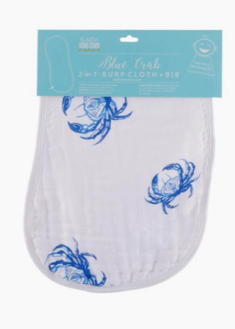 Burp & Bib - Blue Crab, Pink Crab
