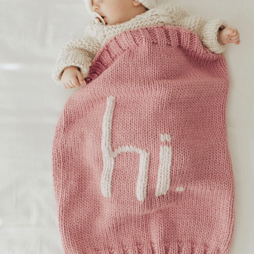 "Hi" Hand Knit Blanket